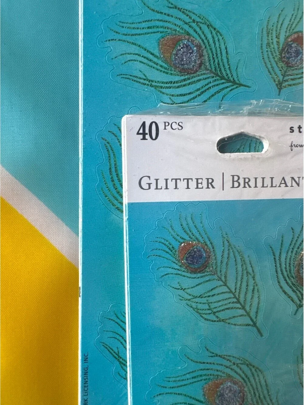 Hallmark Stickeroni Glitter Peacock Feather Stickers Lot of 3 Packs Sealed